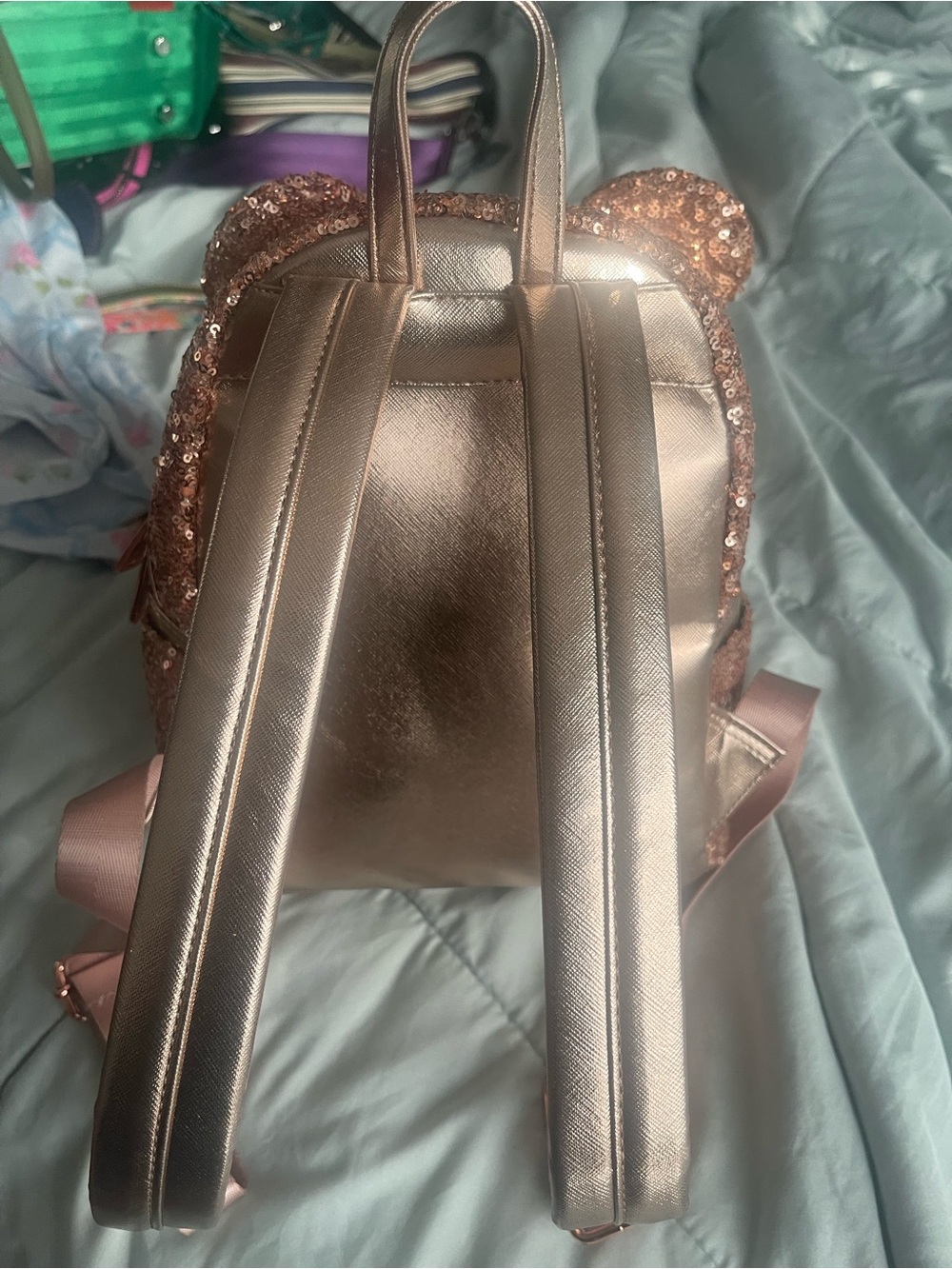 Loungefly Rose Gold Sequin Disney Mini Backpack - Picture 2 of 5
